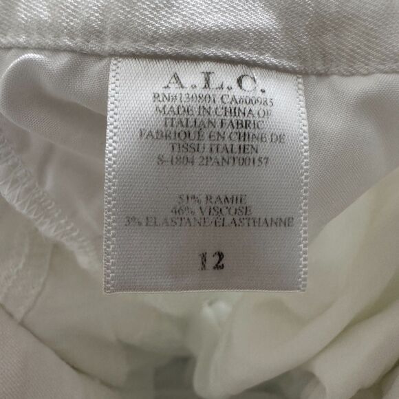 A.L.C. Womens Teddy Cropped Wide Leg Italian Fabric White Pant Size 12 Large - Picture 5 of 9